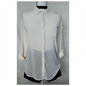 3/$20 GUESS Ivory Sheer Long Sleeve Blouse